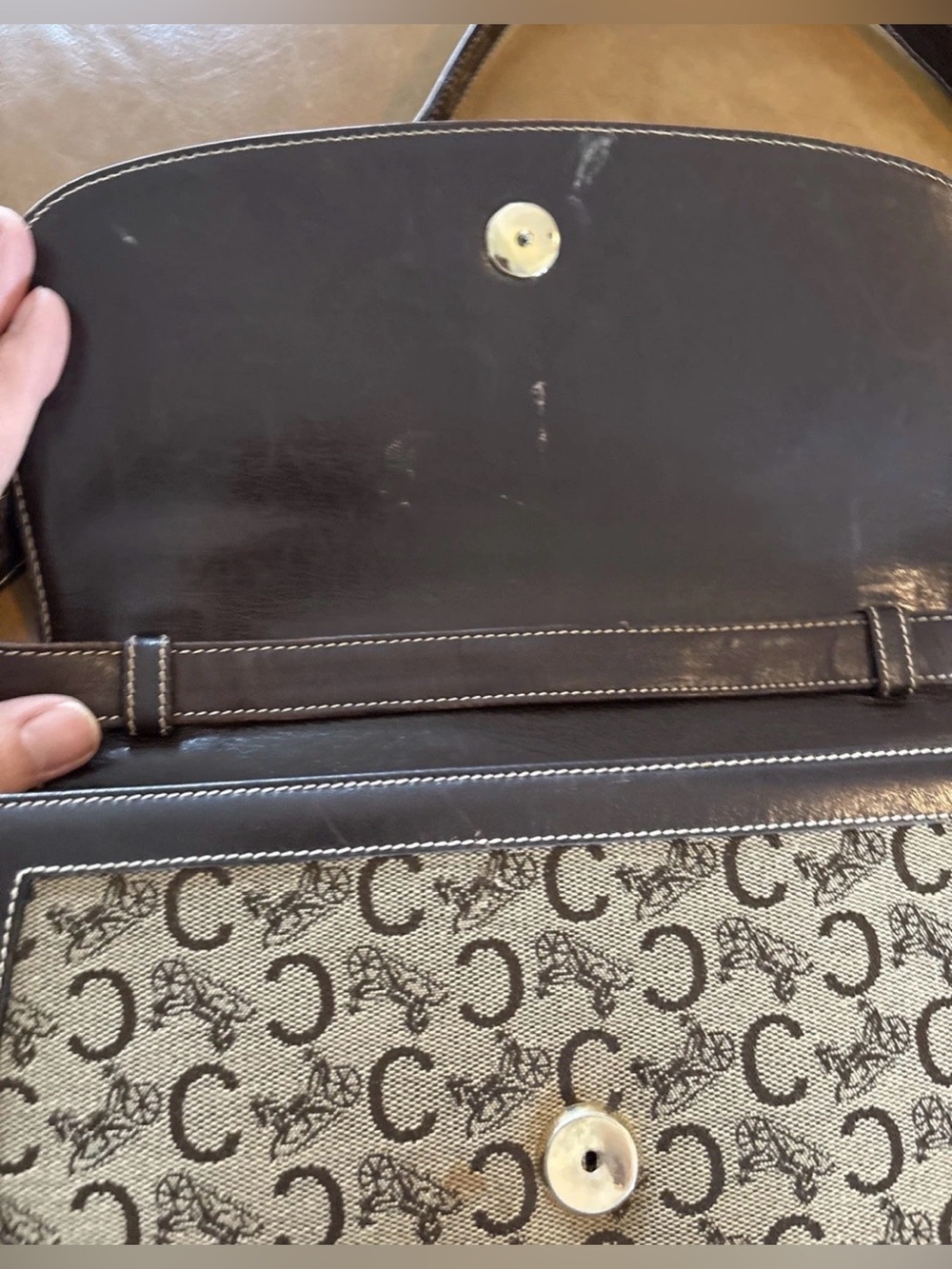 Vintage Celine Horsebit Canvas And Leather Shoulder Bag RARE - Picture 7 of 16